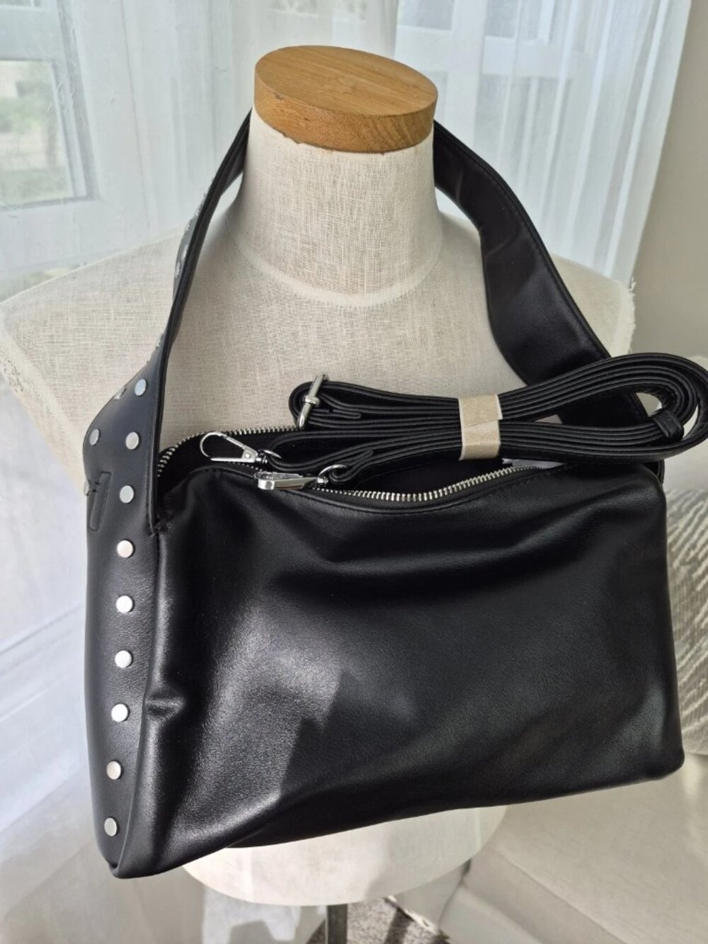 8 other Reasons Olivia faux leather studded black handbag